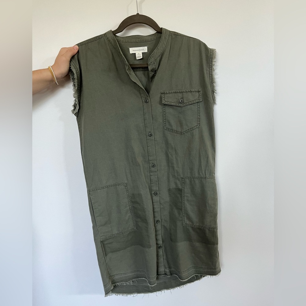 Olive green day dress